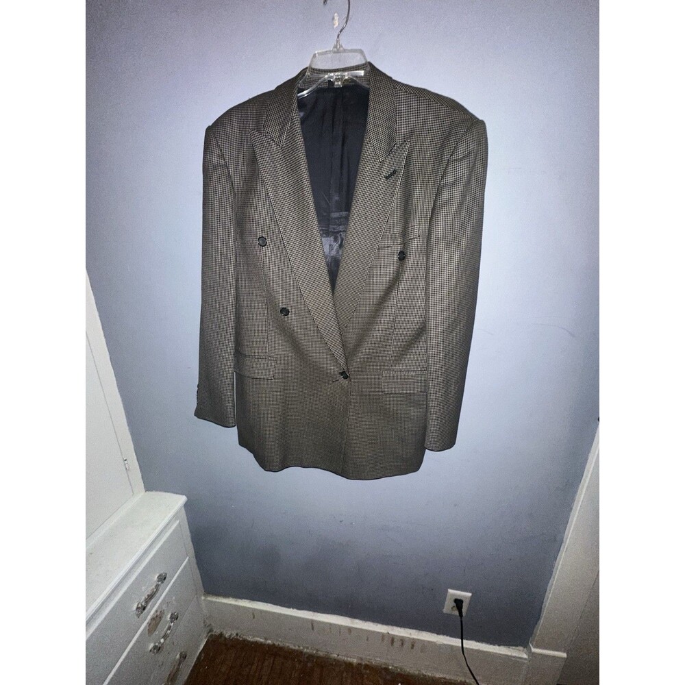 Vintage Gianfranco Ruffini Tweed 100% Wool Houndstooth Italy Blazer Jacket READ